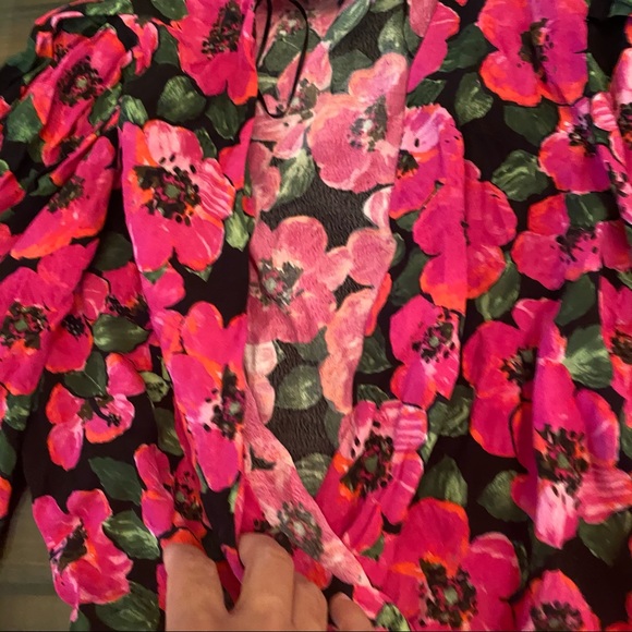 Zara Tops Nwt Zara Pink Floral Wrap Blouse With Puff Sleeves Poshmark